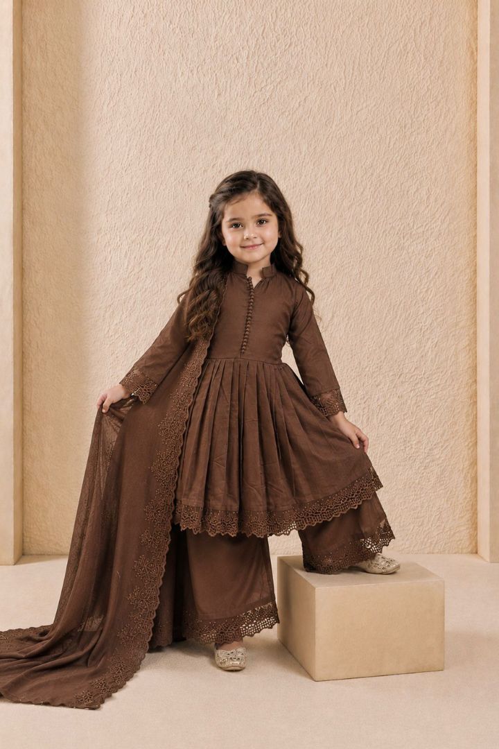 Girls Heavy Roman Silk Dress
