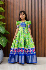 Pure Silk Kids Gown With Heavy Digital Print