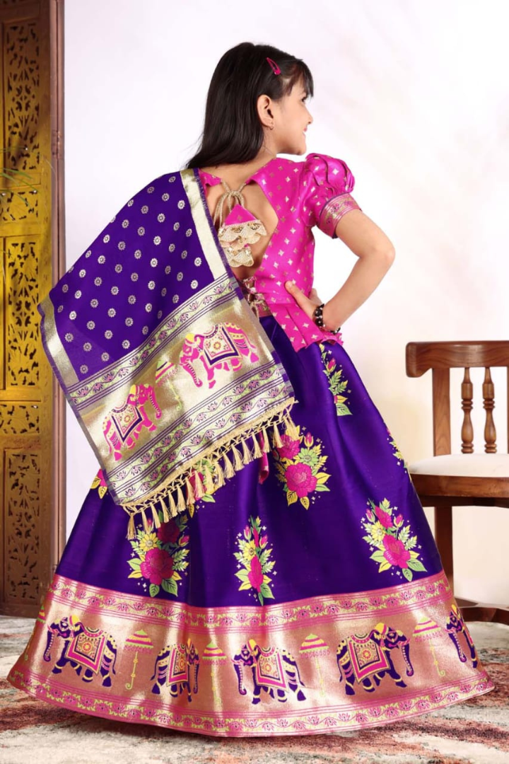 Premium girls ethnic dress with Jacquard weaving