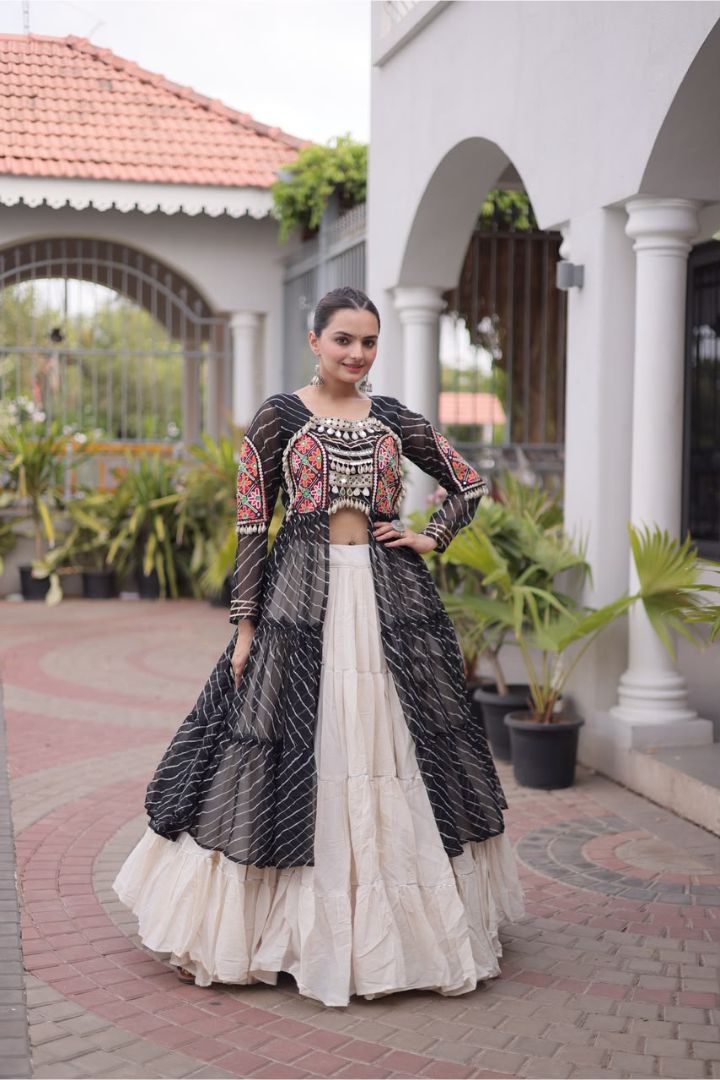 Laheriya print Navratri lehenga kurti