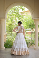 Wine color full stitched Garba lehenga for women