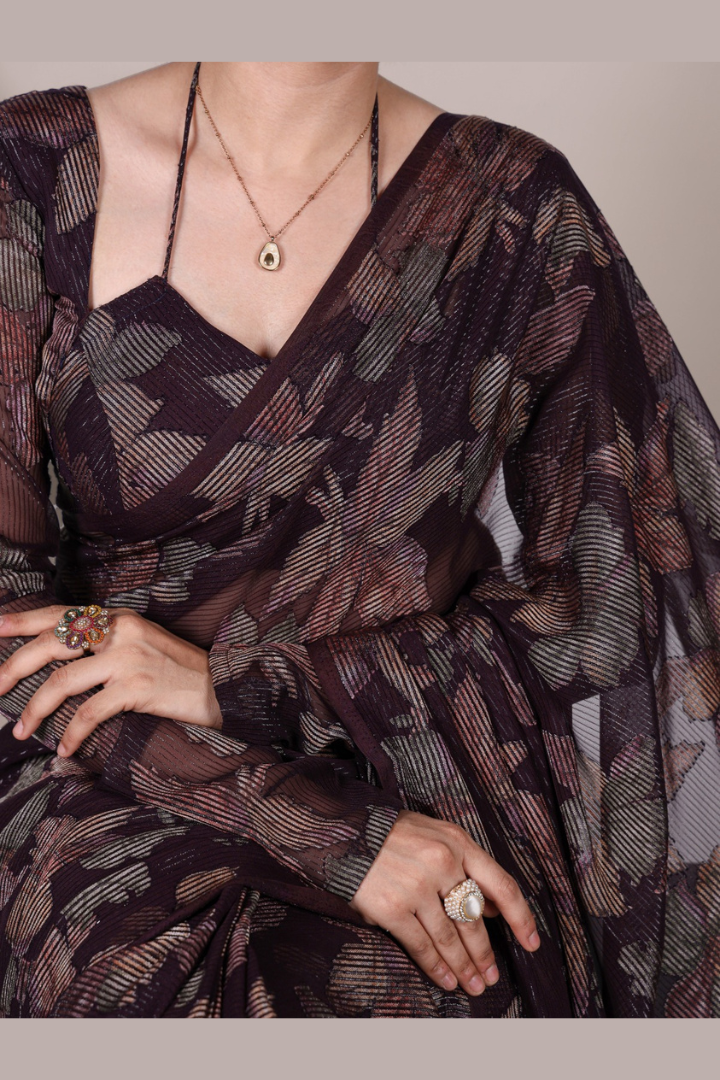 Floral Lurex Brasso Saree
