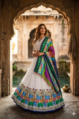 Semi-stitched Muslin Lehenga with 4 meter flair