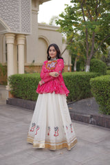Kora Cotton lehenga with attractive Gota-Lace detailing for Navratri