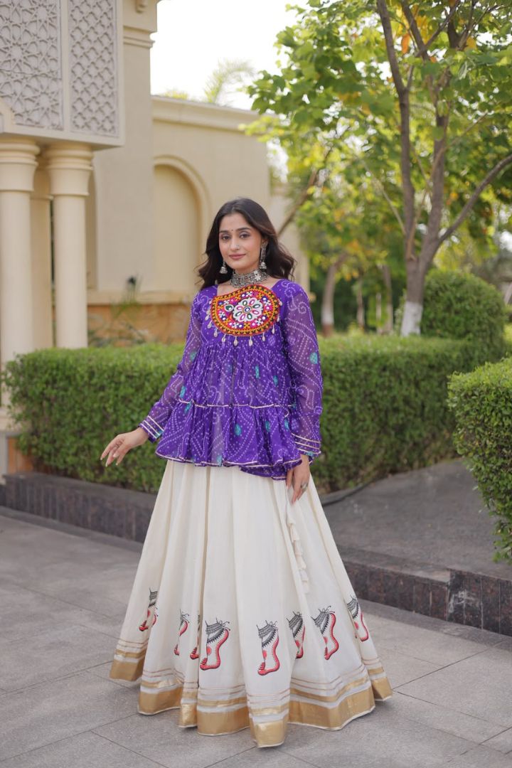 Designer Navratri lehenga choli with traditional Gujarati-inspired work