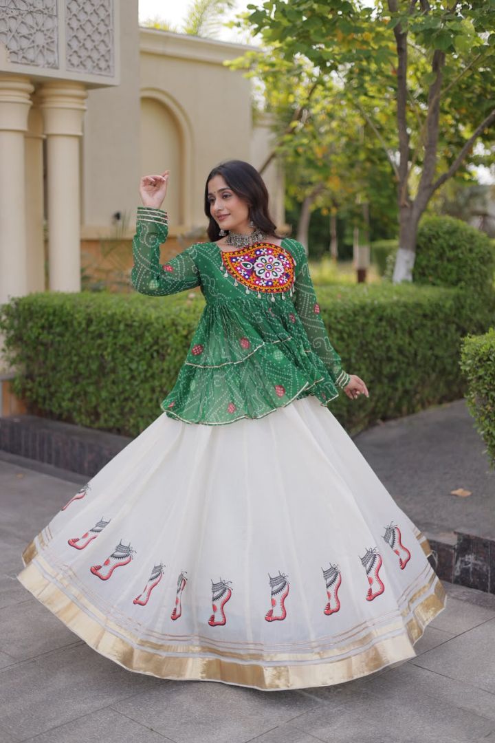 Navratri lehenga with 24 Kali stitching and graceful 6-meter flair