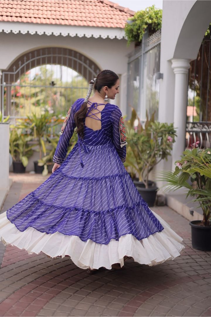 Navratri lehenga with dori and latkan detailing