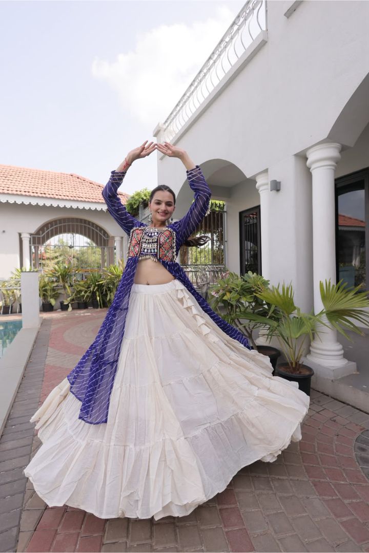 Full sleeve Navratri kurti with Laheriya print