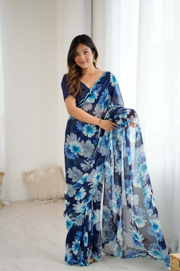 GC Printed Georgette Silk Saree