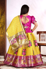 Designer girls Patola lehenga with woven Jacquard design