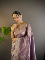 Adorable and Most Beautiful Purple Designer Saree