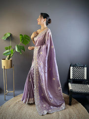 Adorable and Most Beautiful Purple Designer Saree