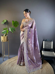 Adorable and Most Beautiful Purple Designer Saree