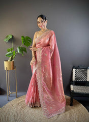 Adorable and Most Beautiful Pink Designer Saree By Reni Creation