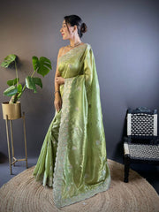 Adorable and Most Beautiful Green Designer Saree By Reni Creation™
