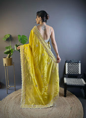 Adorable and Most Beautiful Yellow Designer Saree By Reni Creation™