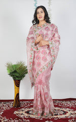 Tissue Organza With Beautiful Multi Embroidery C-Pallu Work