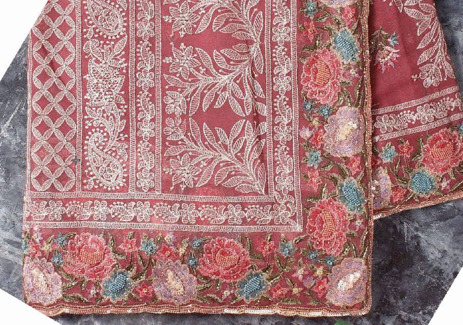 Tissue Organza With Beautiful Multi Embroidery C-Pallu Work