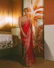 Heavy Rangoli Silk With Beautiful Zari + 3 M.M Sequence Embroidery Work And C-Pallu Cutwork