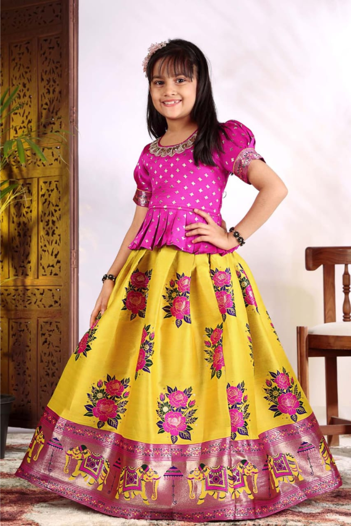 Patola Style Kids Lehenga Choli in premium Jacquard fabric