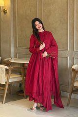 Roman Silk Party Wear Gown with Dupatta
