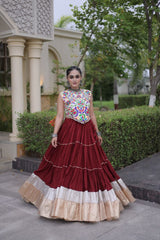 Beat color full stitched Garba lehenga for women