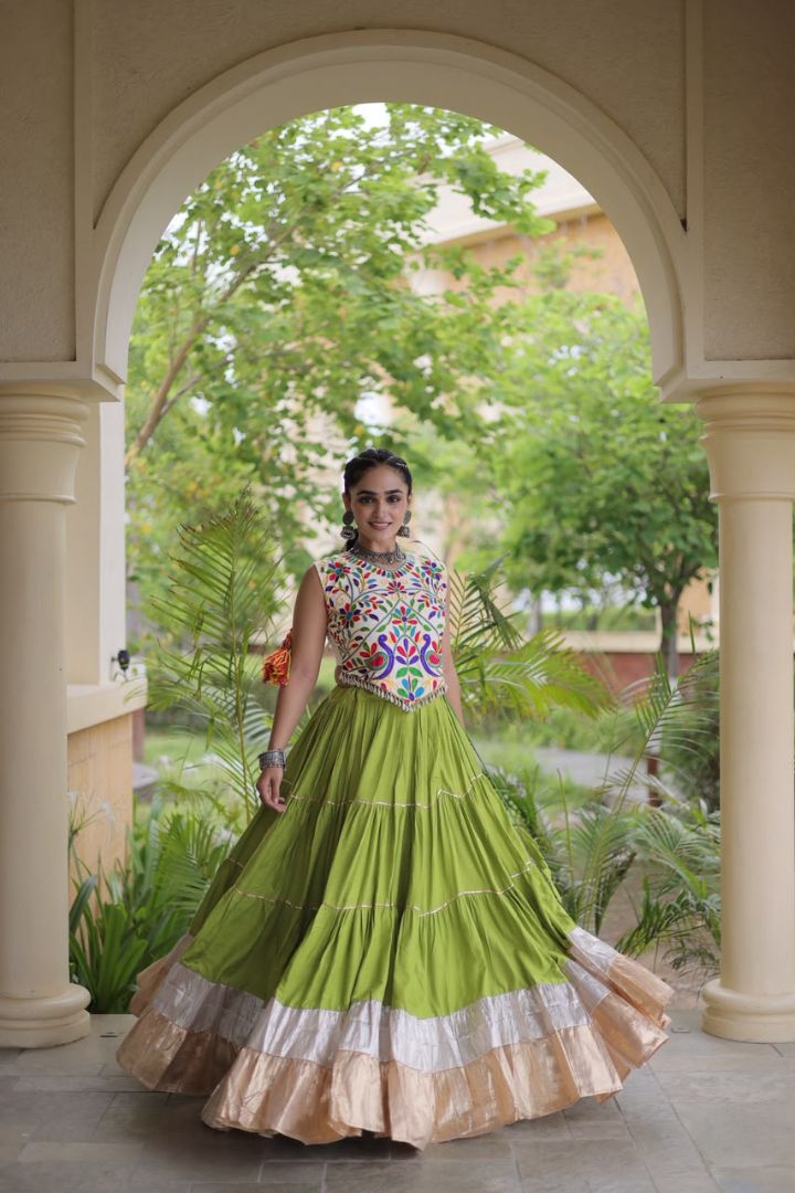 Maroon color full stitched Garba lehenga for women