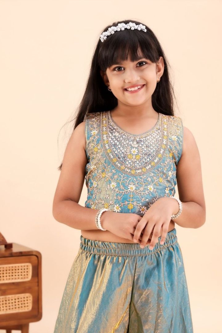 Sindoor Mono Embroidered Top and Palazzo Set 