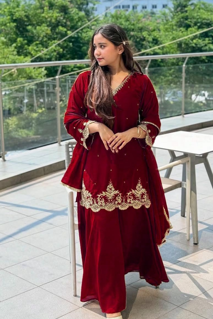 Designer Party Wear Top and Plazzo Set