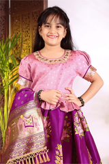 Designer girls festive outfit crafted from premium Jacquard fabric