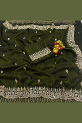 Grand Party Wear Sarees | Gold Beads & Cutdana Work